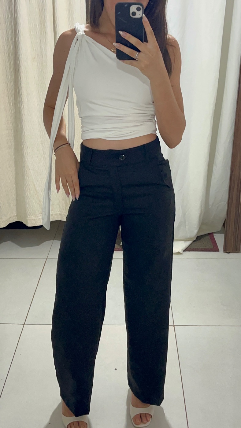Calça Wide Leg de Alfaiataria Preta