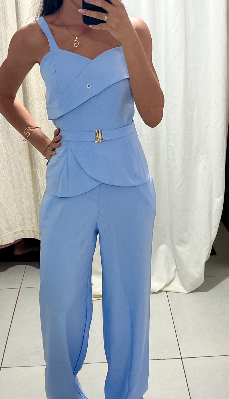 Conjunto Blusa com Babado e Calça Bege (foto 4)