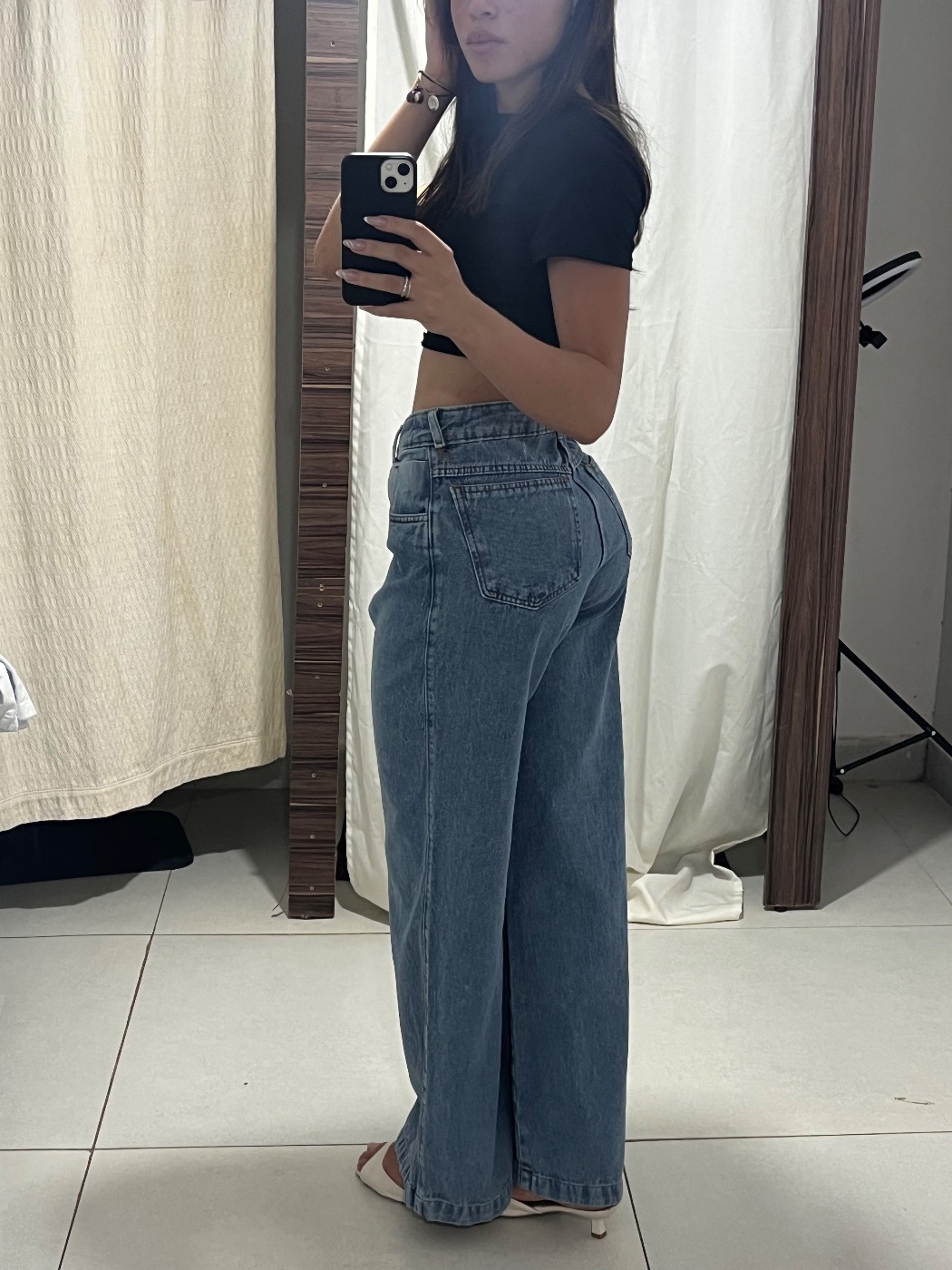 Calça Jeans Wide Leg Azul Claro (foto 3)